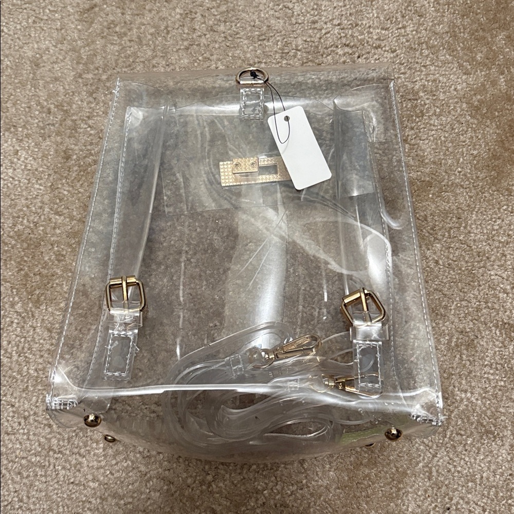 Transparent Clear Handbag with Gold Accents - Picture 2 of 3